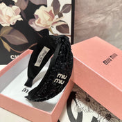 HEADBAND IN BLACK VELVET SEQUINS-EMBELLISHED 361159