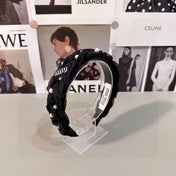 HAIR BAND IN BLACK CHIFFON PEARL-EMBELLISHED 395328