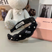 HAIR BAND IN BLACK CHIFFON PEARL-EMBELLISHED 395328