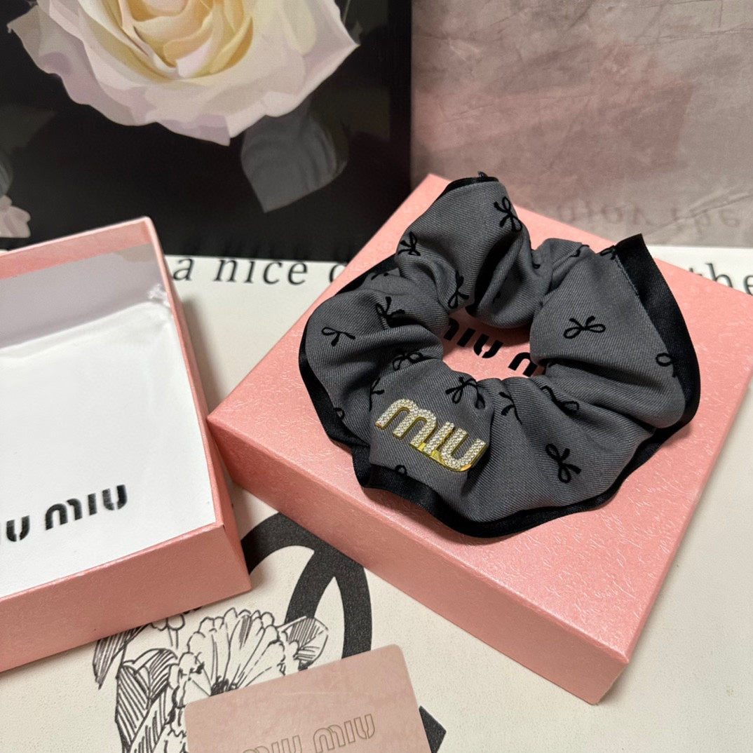 HAIR TIE IN GRAY MIX BLACK SPANDEX FABRIC 432829