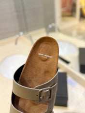 SL Flat Sandal Women Brown Seude Grey Calfskin