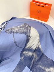 CHEVAL D'ATTELAGE BLANKET 180 CM IN NAVY BLUE LAMBSWOOL AND CASHMERE 231863