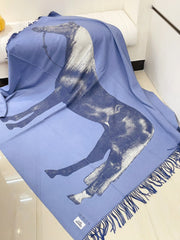 CHEVAL D'ATTELAGE BLANKET 180 CM IN NAVY BLUE LAMBSWOOL AND CASHMERE 231863