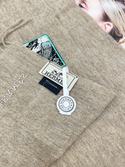 BADGES SOIE MUFFLER 180 CM SCRAF IN TAN BROWN CASHMERE