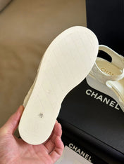 CC CLASSIC WEDGE SANDALS IN WHITE LAMBSKIN