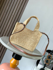 LOEWE 25S WE FONT TOTE BAG 24 IN NATURAL RAFFIA FIBER