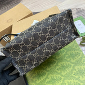 OPHIDIA GG 27 MEDIUM TOTE BAG BLACK DENIM