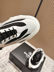 BALMAIN 26S SNEAKERS 60 MM IN WHITE AND BLACK CALFSKIN