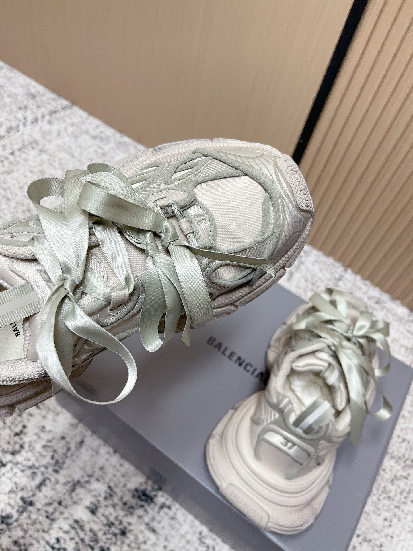 BALENCIAGA 25S 3XL SNEAKERS IN TAUPE GRAY PU LEATHER