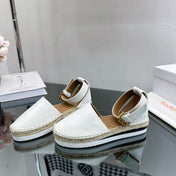 SEE BY ESPADRILLES SANDAL IN WHITE CALFSKIN AND WOVEN RAFFIA