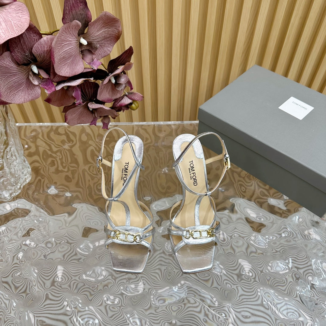 WHITNEY 10 CM SANDAL IN SILVER CALFSKIN