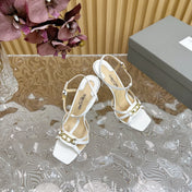 WHITNEY 10 CM SANDAL IN WHITE CALFSKIN