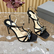 WHITNEY 10 CM SANDAL IN BLACK CALFSKIN