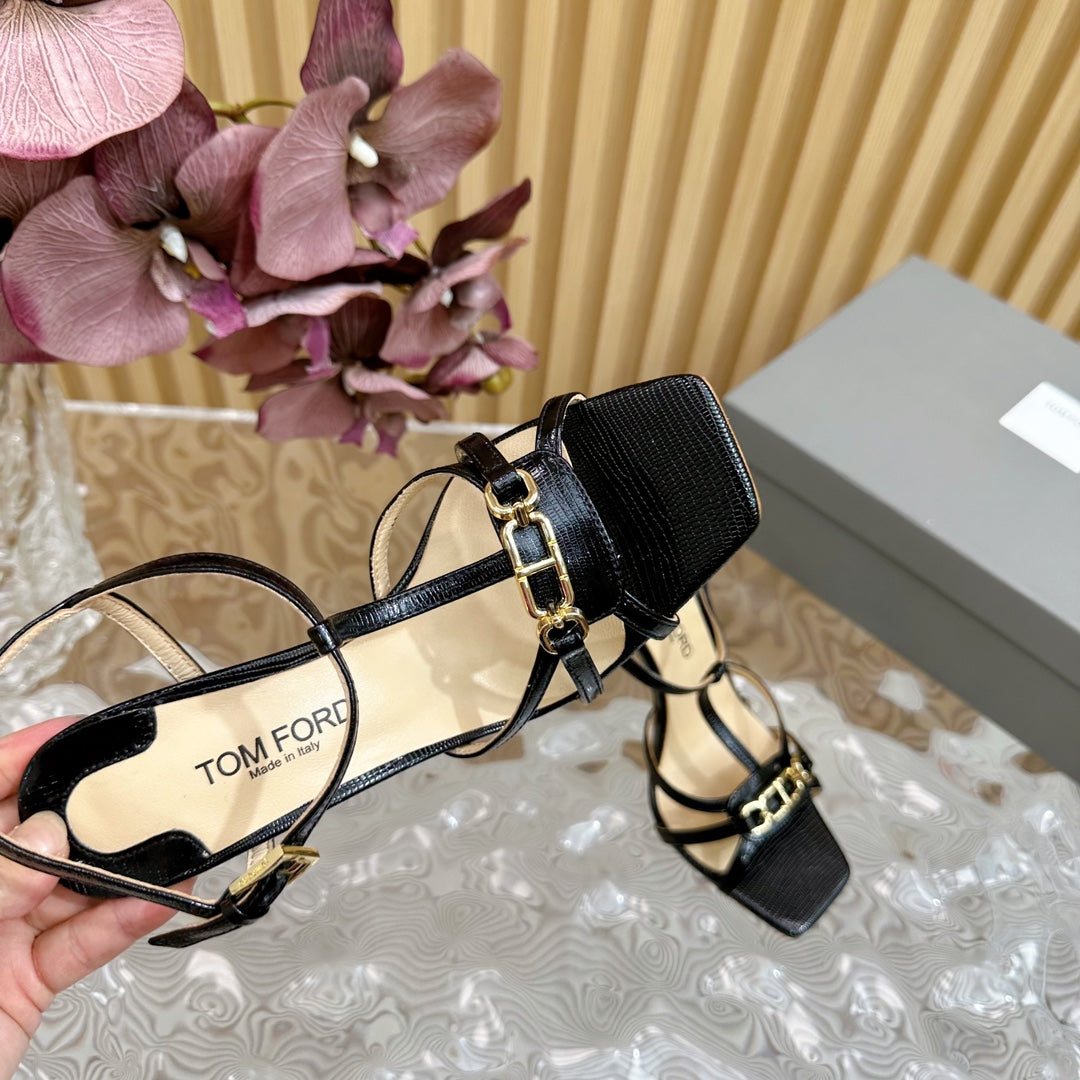 WHITNEY 10 CM SANDAL IN BLACK CALFSKIN