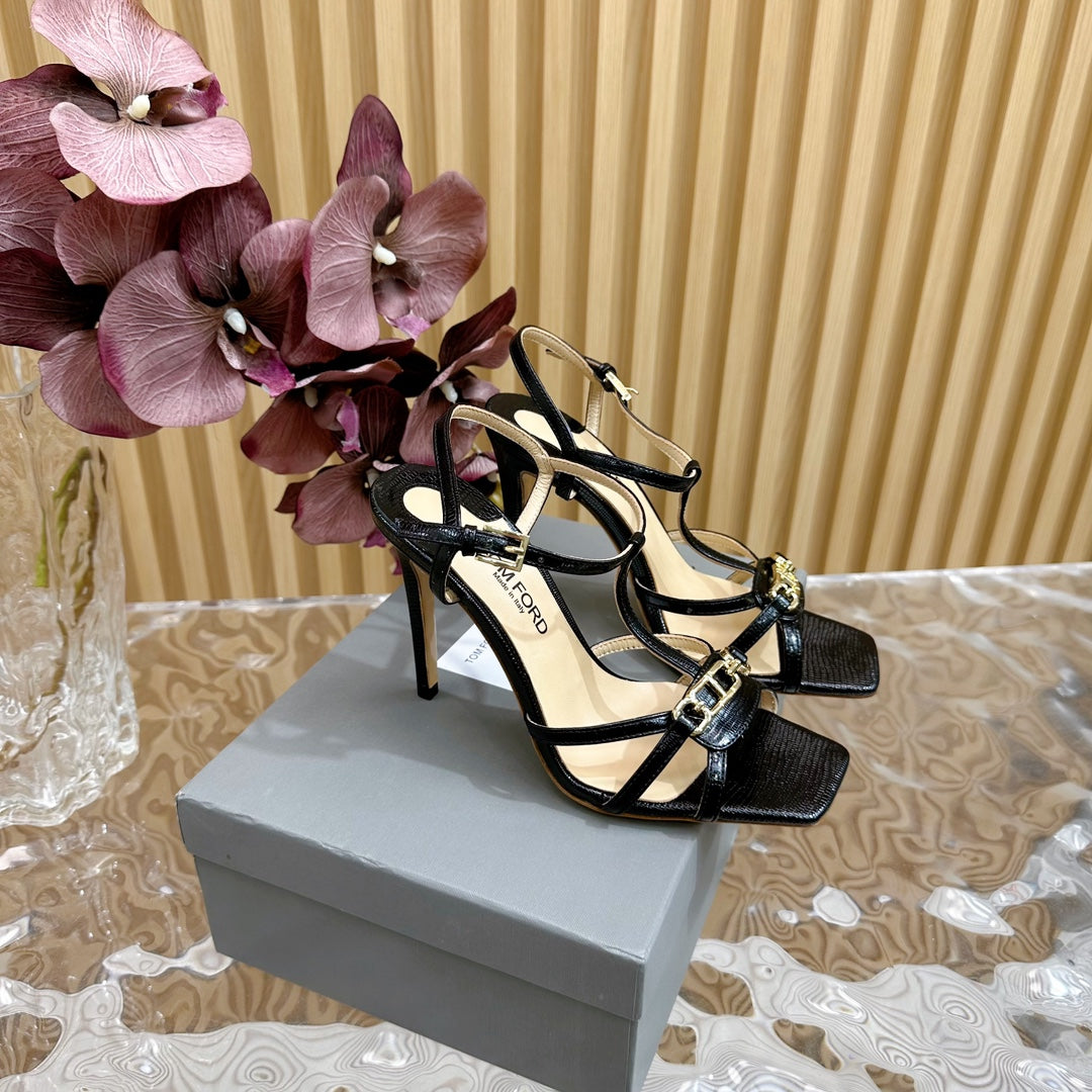 WHITNEY 10 CM SANDAL IN BLACK CALFSKIN