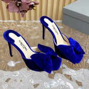 HIGH HEEL 10 MULE IN COBALT BLUE VELVET WITH BOW