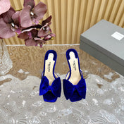 HIGH HEEL 10 MULE IN COBALT BLUE VELVET WITH BOW