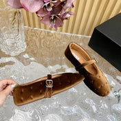 ALAIA BALLET FLATS IN MOCHA BROWN VELVET