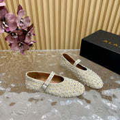 STRASS SUEDE BALLET FLATS WHITE
