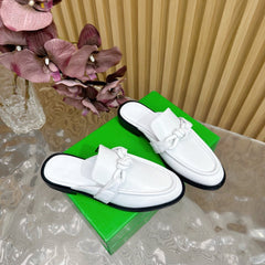 OPEN-BACK LOAFER REALISED IN WHITE SOLF CALFSKIN