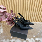 BABYLONE SLINGBACK PUMPS IN BLACK SILK