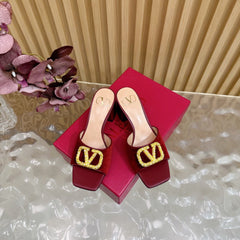 VALENTINO 25S HIGH-HEEL MULES 60 MM IN DARK RED VELVET AND CALFSKIN WITH GOLD HARDWARE