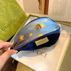 HAIRBAND WITH FLOWER PRINT IN CORNFLOWER BLUE SILK 398862