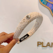 THICK HEADBAND IN WHITE TWEED EMBELLISHED SEQUINS 406046