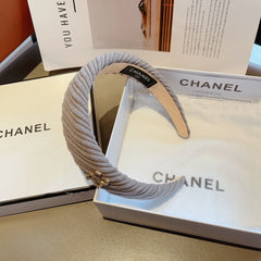 KHAKI BROWN FABRIC HAIRBAND WITH GOLD LOGO 414435