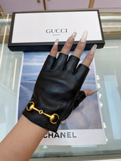 FINGERLESS GLOVES WITH HORSEBIT IN BLACK LAMBSKIN 463853