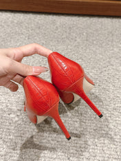 HIGH HEEL 10 CM IN CHERRY RED CROCODILE LEATHER