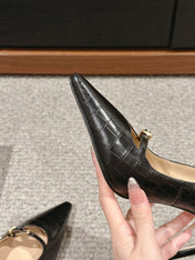 HIGH HEEL 10 CM IN BLACK CROCODILE LEATHER