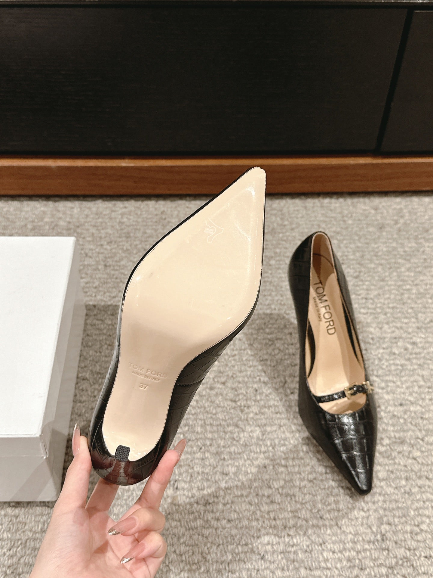 HIGH HEEL 10 CM IN BLACK CROCODILE LEATHER