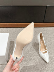 HIGH HEEL 10 CM IN WHITE CROCODILE LEATHER