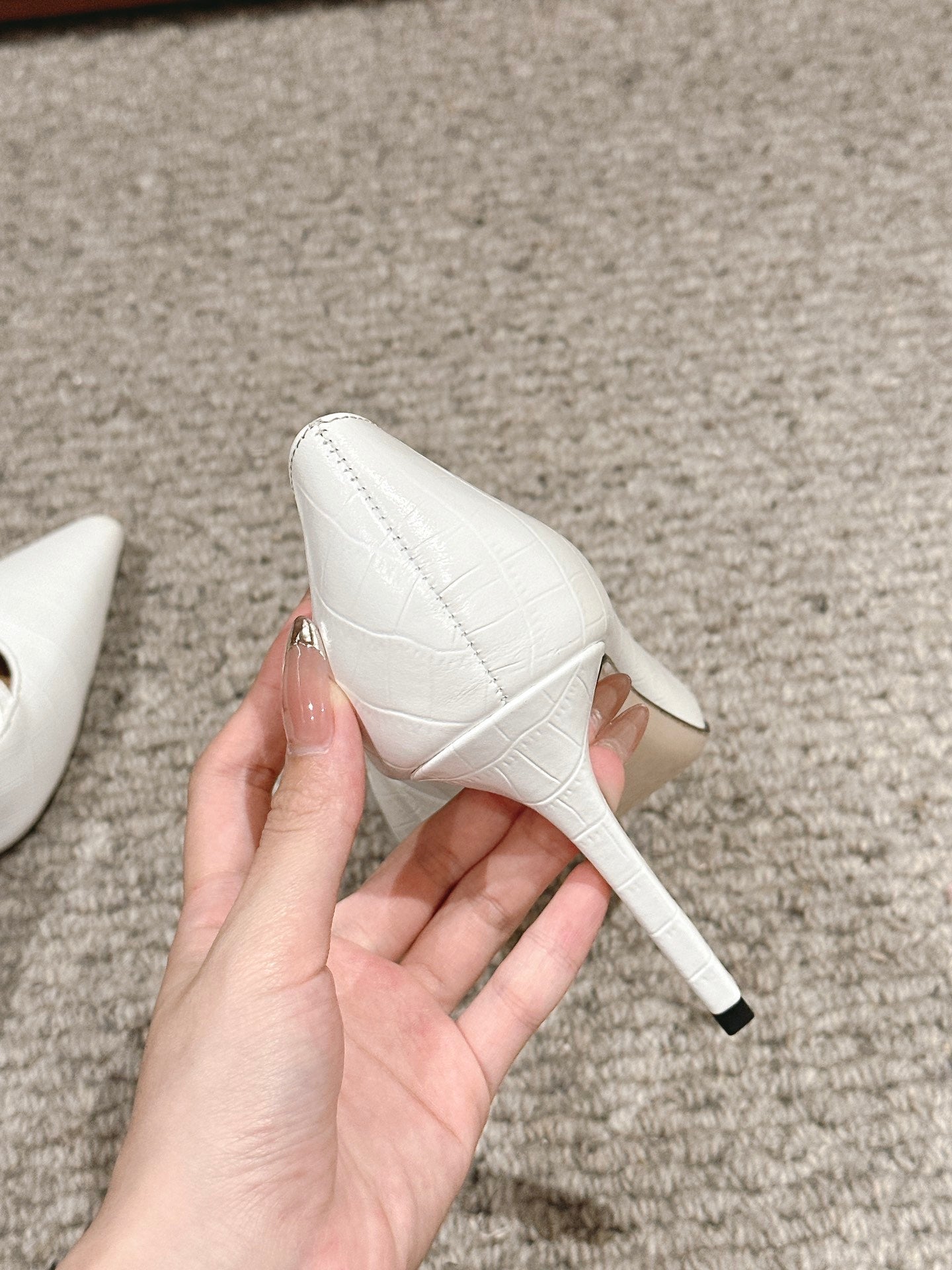 HIGH HEEL 10 CM IN WHITE CROCODILE LEATHER