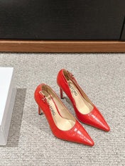 STAMPED CROCODILE LEATHER ANGELINA PUMP CHERRY RED