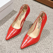 STAMPED CROCODILE LEATHER ANGELINA PUMP CHERRY RED