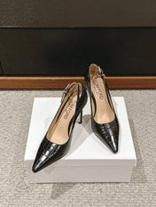 STAMPED CROCODILE LEATHER ANGELINA PUMP BLACK