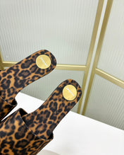 CARLYLE SLIDES IN LEOPARD GROSGRAIN BLACK GOLD