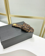 CARLYLE SLIDES IN LEOPARD GROSGRAIN BLACK GOLD