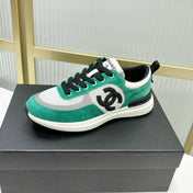 SNEAKER IN JADE GREEN SUEDE AND GREY BREATHABLE MESH