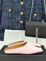 ALAIA FLAT MULE IN LIGHT PINK LAMBSKIN