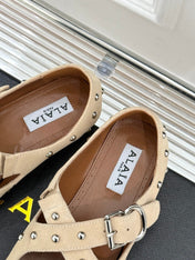 CROSSED STRAP BALLET FLATS IN TUSCAN BEIGE SUEDE