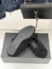 ALAIA 26S MARY JANE FLATS IN BLACK SUEDE WITH BOW