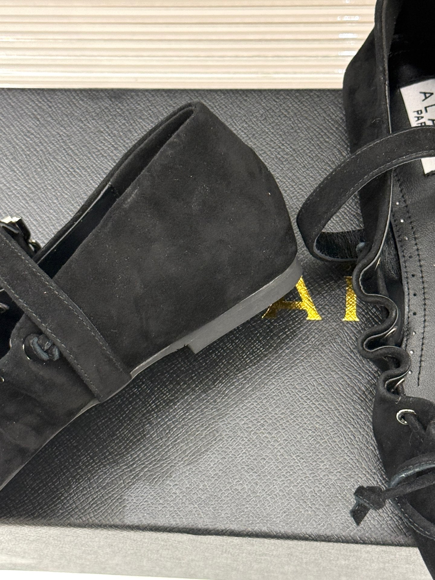 ALAIA 26S MARY JANE FLATS IN BLACK SUEDE WITH BOW