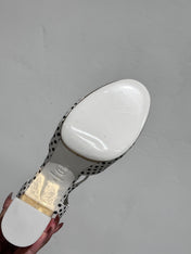 BLOCK HEEL SANDALS WHITE POLKA DOT SHEEPSKIN