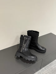 MAJOR ANKLE BOOT BLACK CALFSKIN WITH SHEARLING WOOL LINING