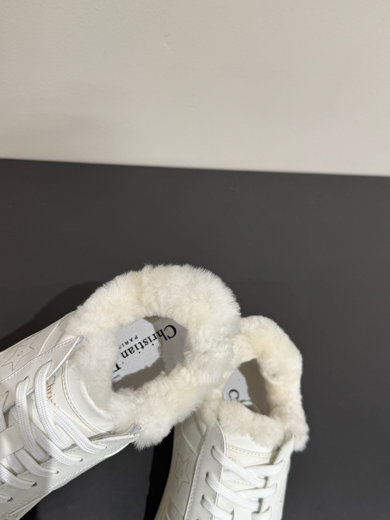 STAR SNEAKER WHITE CALFSKIN AND SUEDE CALFSKIN WITH SHEARLING LINING