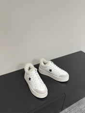 BLACK STAR SNEAKER WHITE CALFSKIN AND SUEDE CALFSKIN WITH SHEARLING LINING