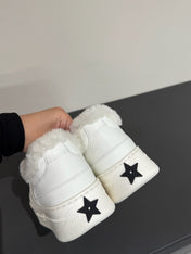 BLACK STAR SNEAKER WHITE CALFSKIN AND SUEDE CALFSKIN WITH SHEARLING LINING